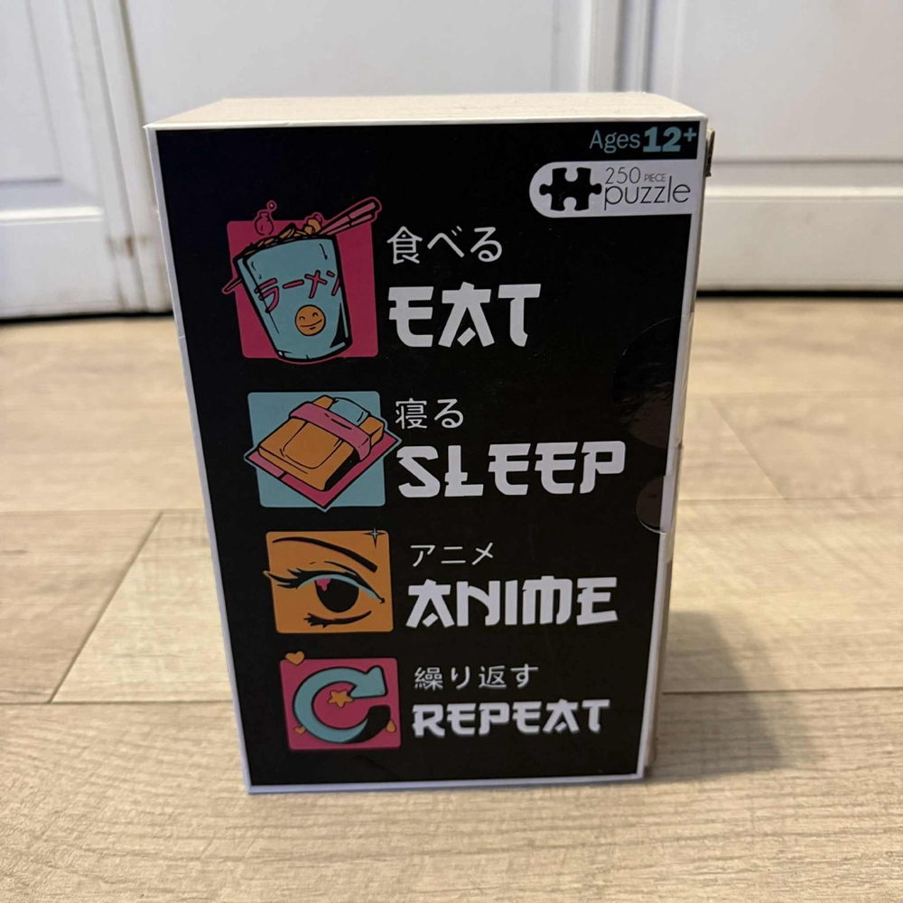 RMS International Eat Sleep Anime Repeat 250 Piece Puzzle Black
